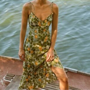 Floral Green and Orange Women's Dress